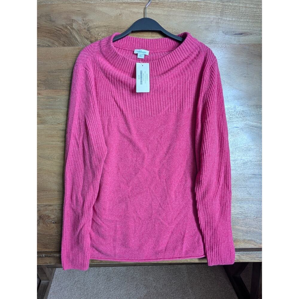 Sundance Kimia Cashmere Sweater Womens M Pink Ribbed Pullover 100229-M-AZLA NWT